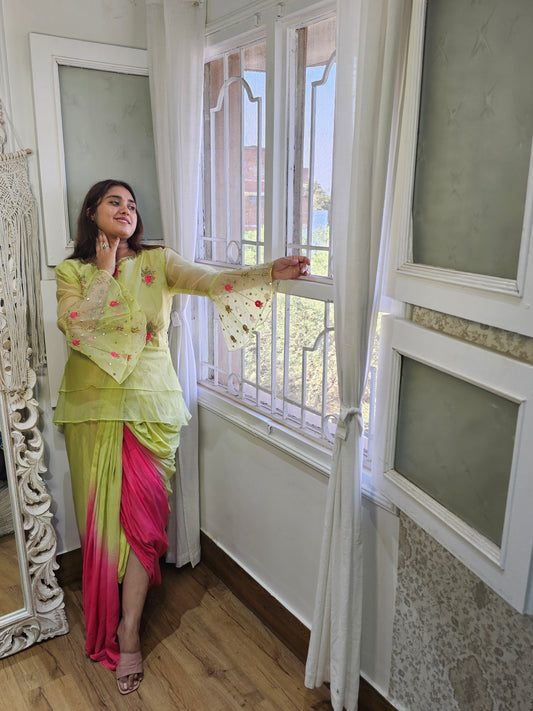 Jeenas green indowestern set