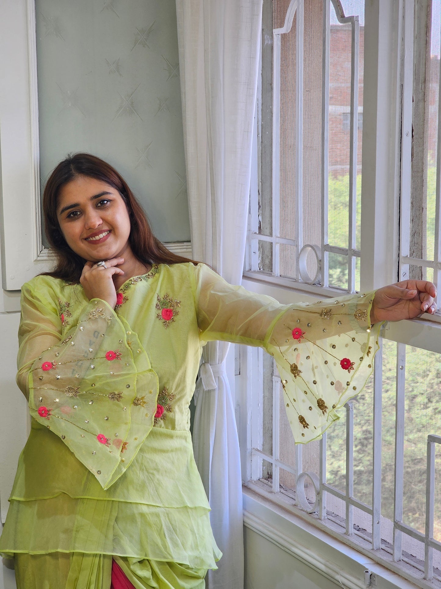 Jeenas green indowestern set