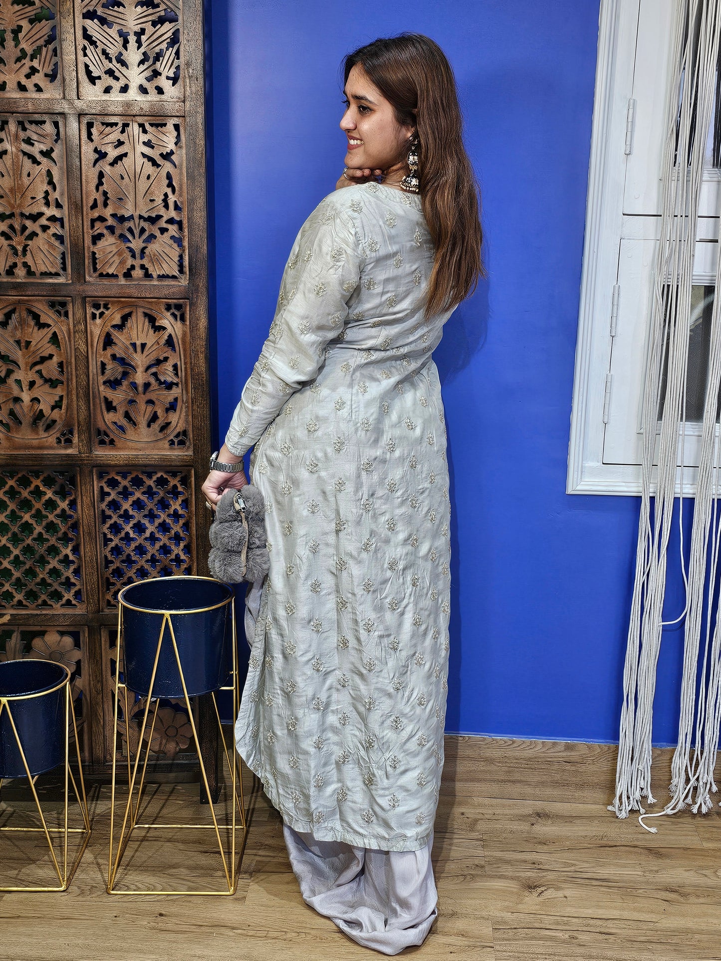 Jeenas grey indowestern set