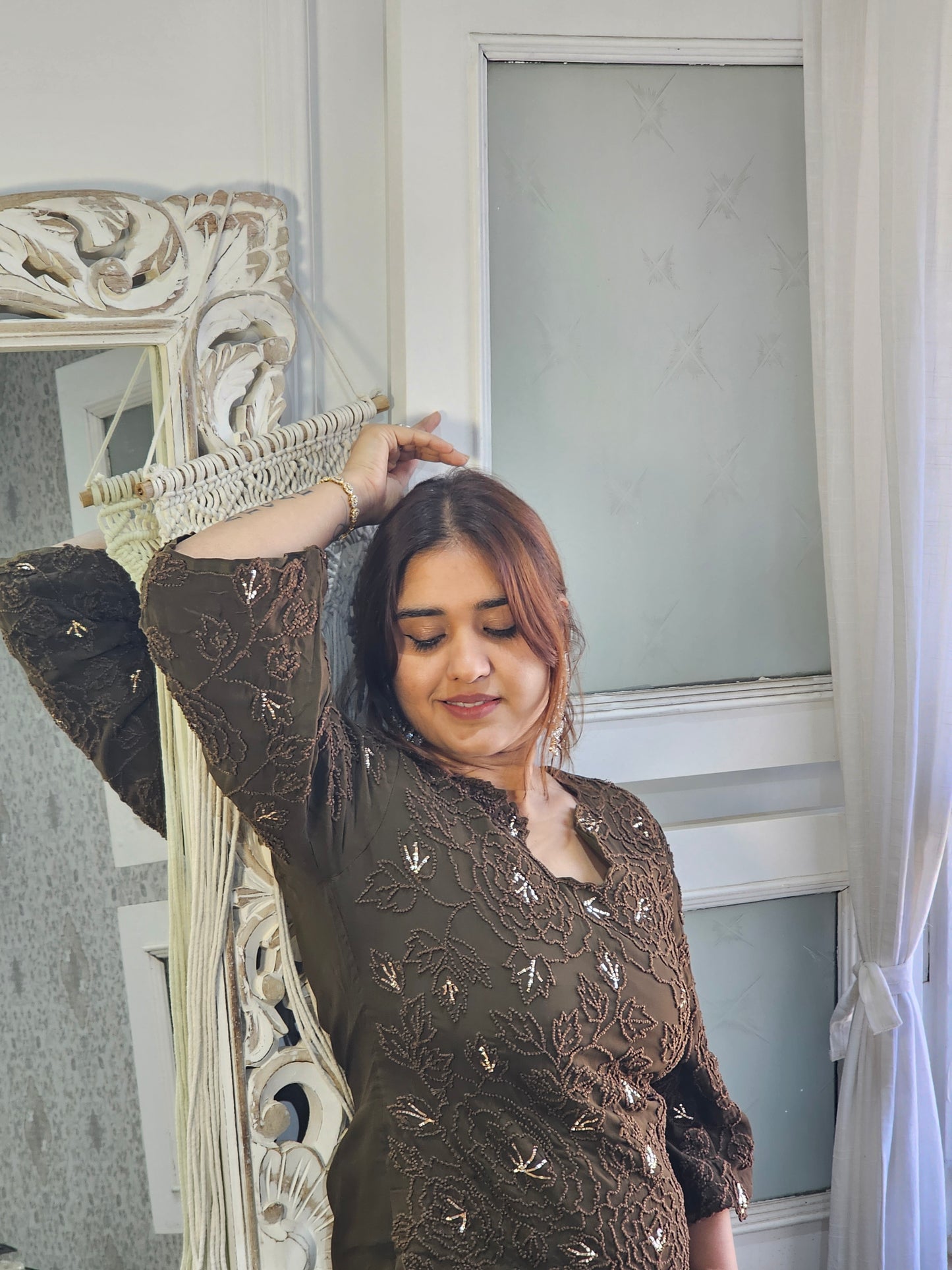 Jeenas brown indowestern set