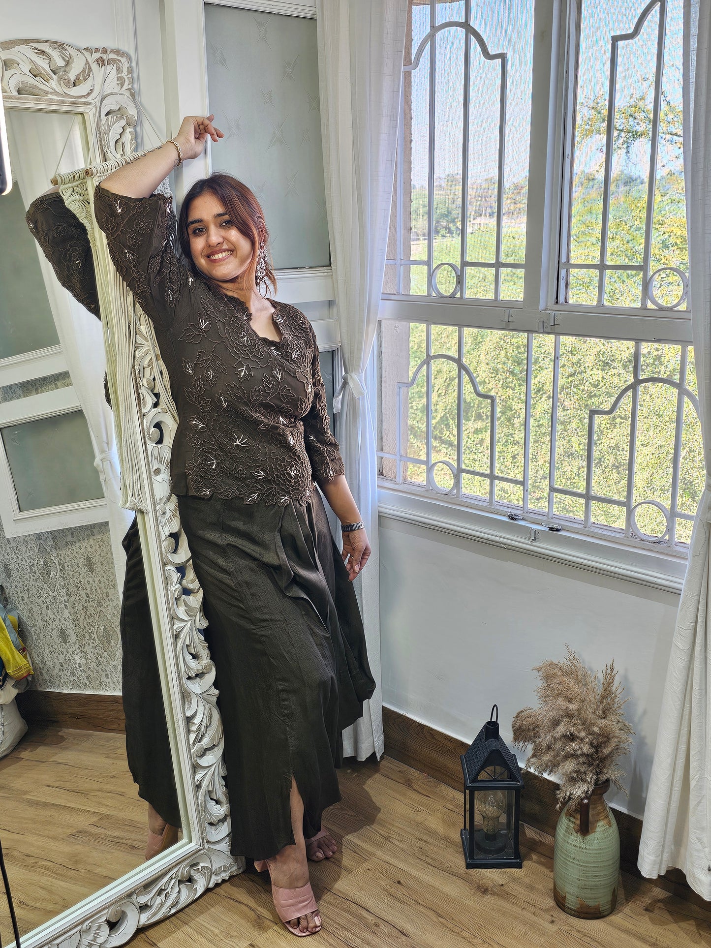 Jeenas brown indowestern set