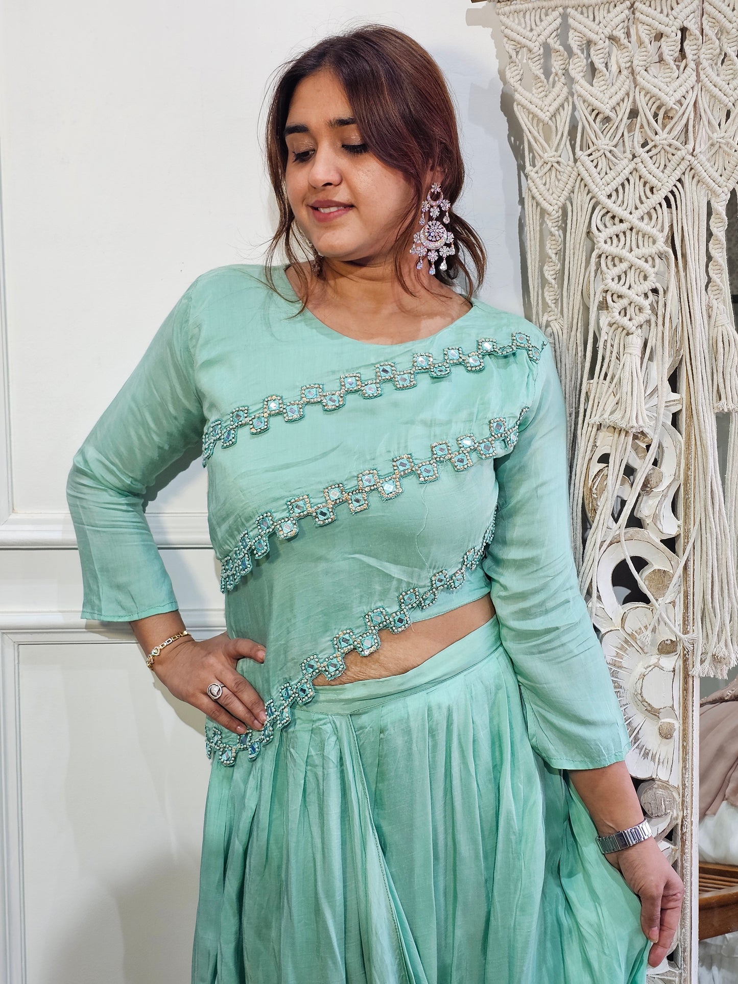 Jeenas green skirt cordset