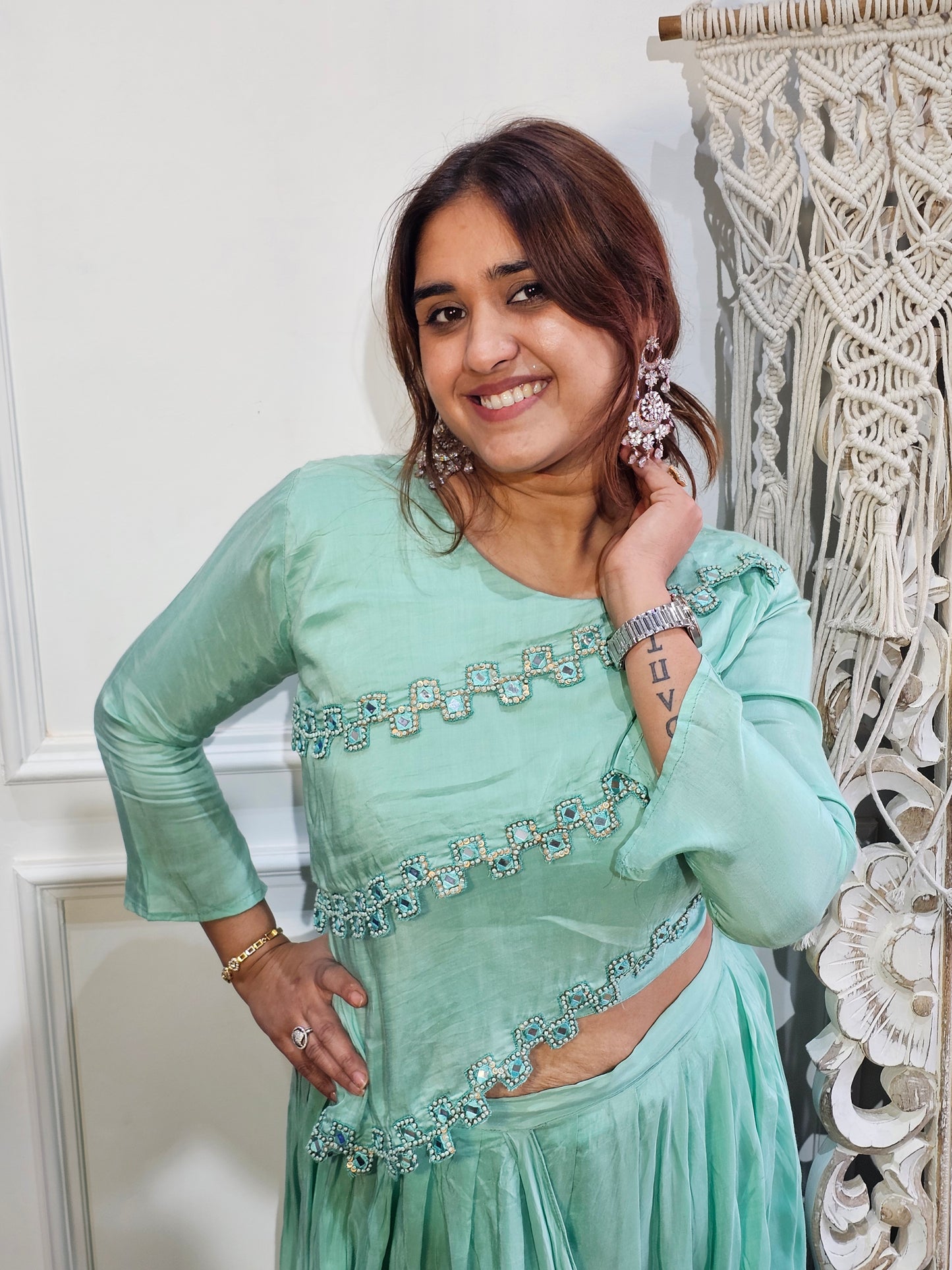 Jeenas green skirt cordset