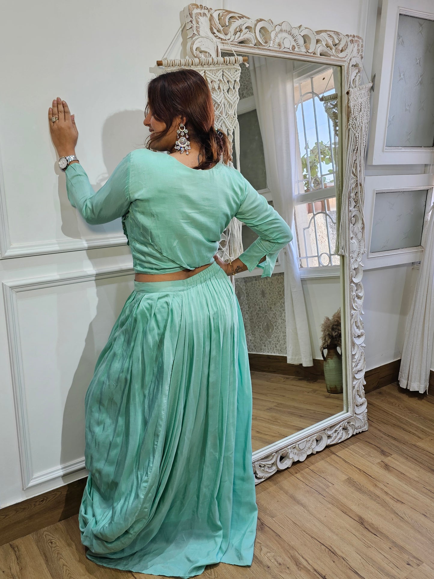 Jeenas green skirt cordset