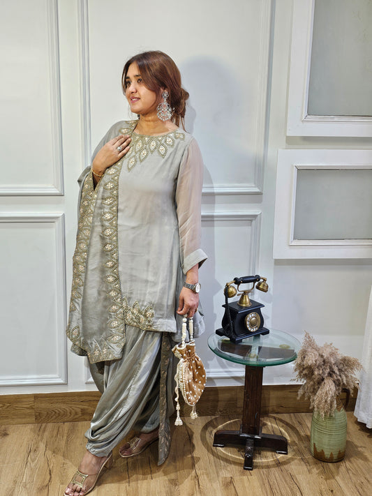 Jeenas grey gota indowestern set