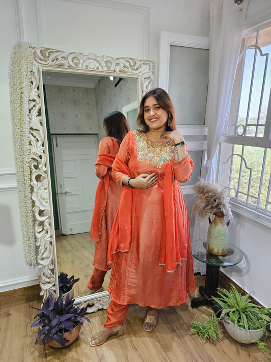 Jeenas orange tissue suit set
