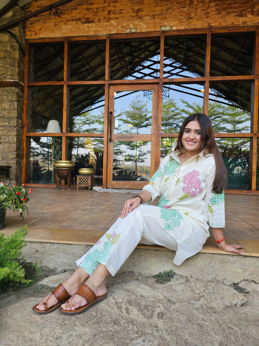 Jeenas floral print pure mul cotton cord set