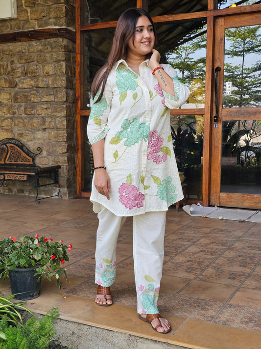 Jeenas floral print pure mul cotton cord set