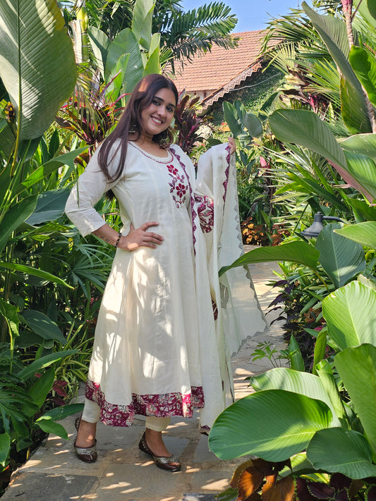 Jeenas pure mal cotton applique suit