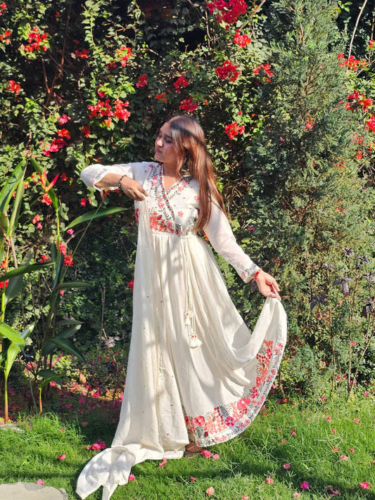 Jeenas anarkali pure mal cotton suit