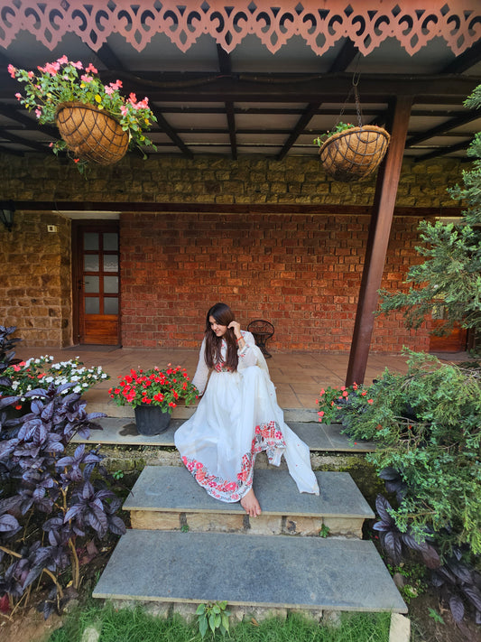 Jeenas anarkali pure mal cotton suit