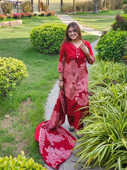 Jeenas flower print straight suit set