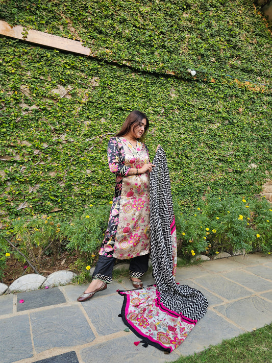 Jeenas floral crepe suit set