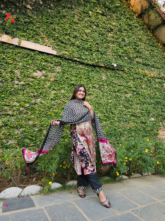 Jeenas floral crepe suit set