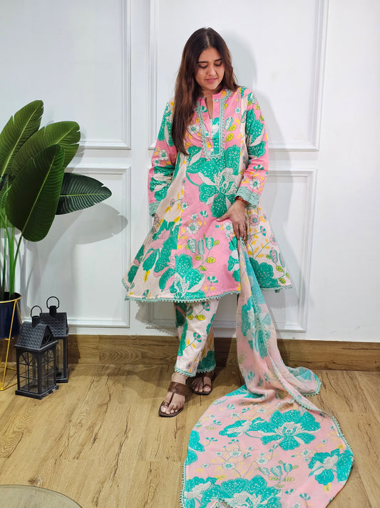 Jeenas floral pure mal cotton suit