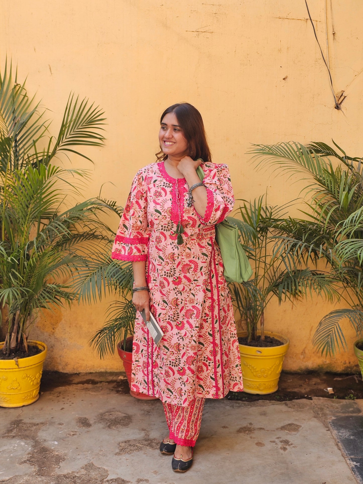 Jeenas floral print pure mul cotton cord set