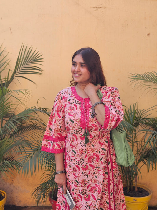 Jeenas floral print pure mul cotton cord set