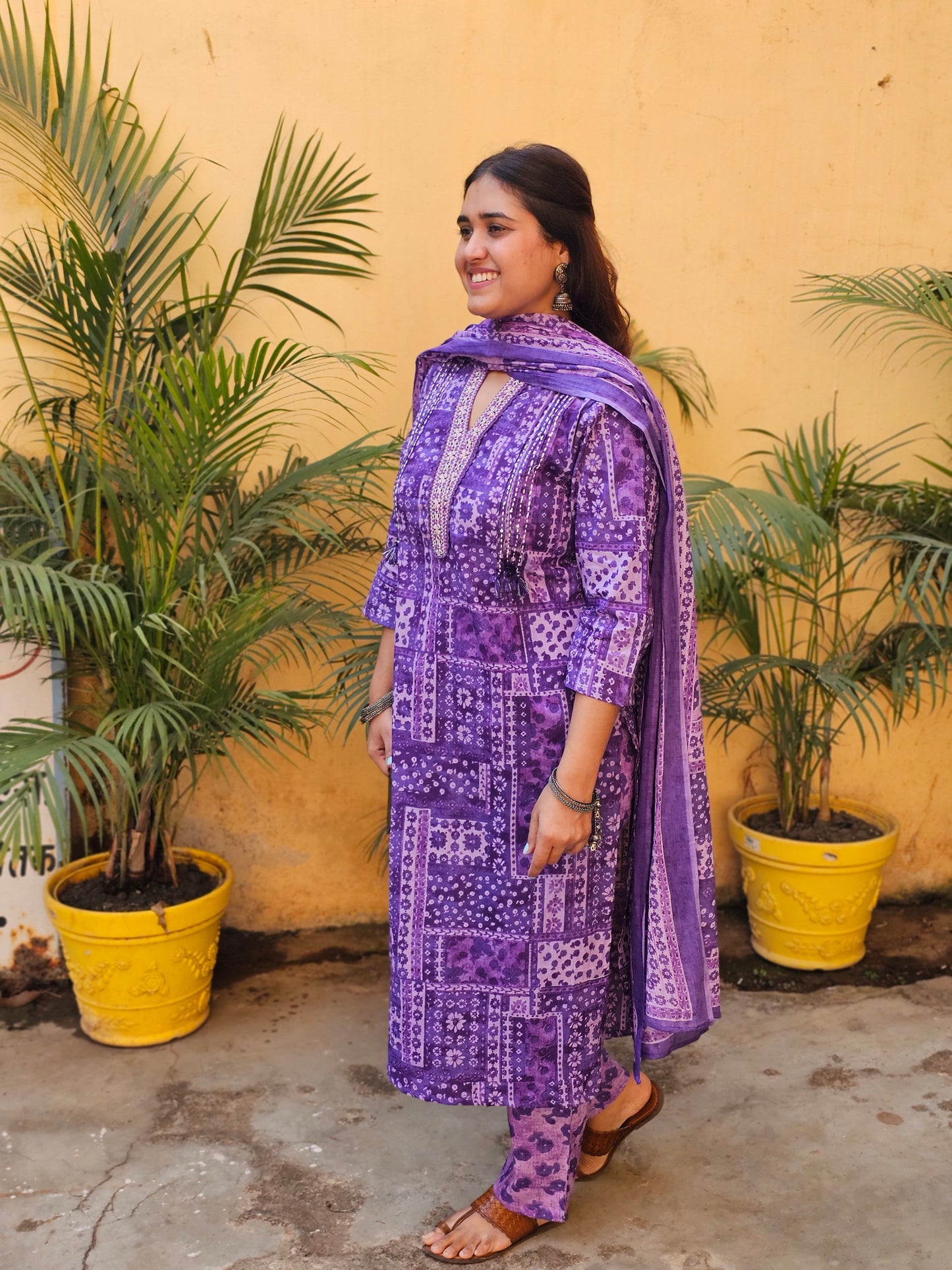 Jeenas floral print pure mul cotton suit set