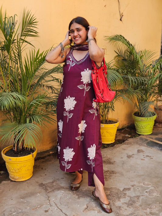 Jeenas floral print pure mul cotton suit