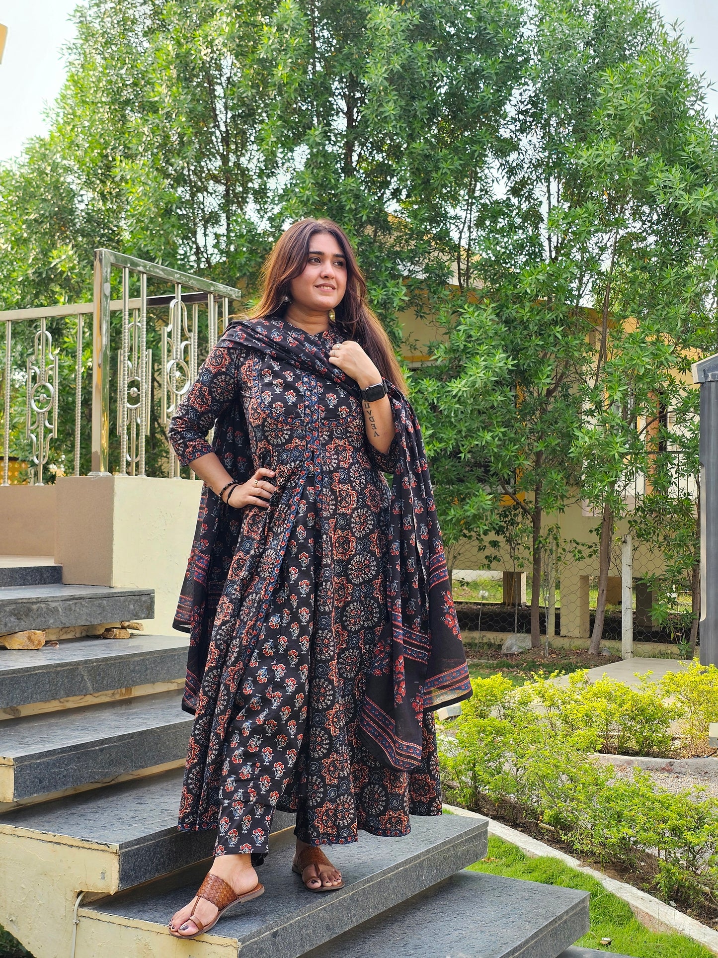 Jeenas pure cotton kalankari anarkali suit