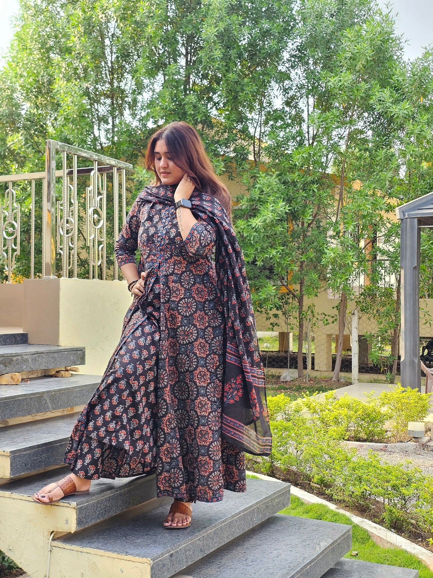 Jeenas pure cotton kalankari anarkali suit