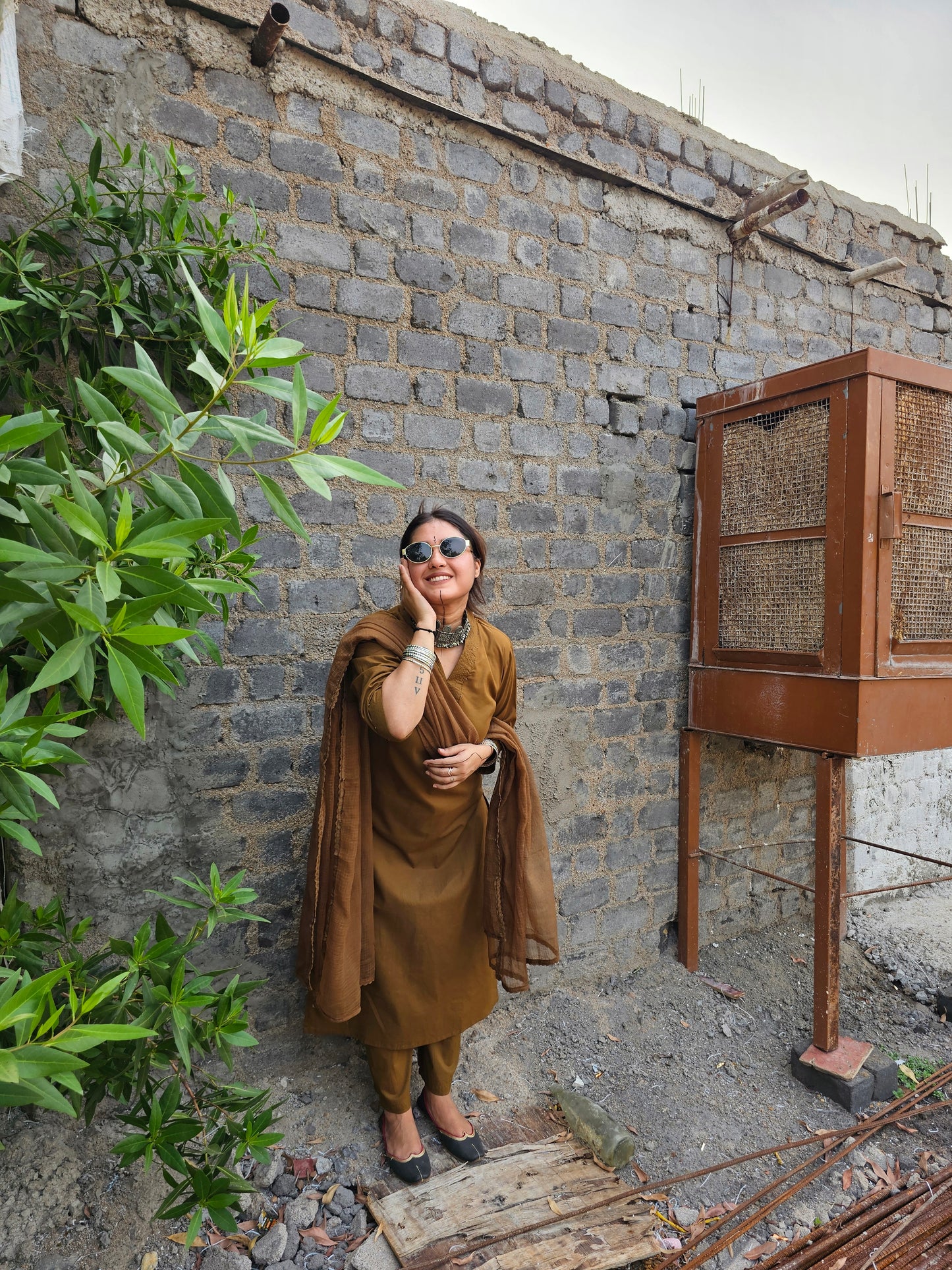 Jeenas  pure cotton solid suit set with Doria dupatta