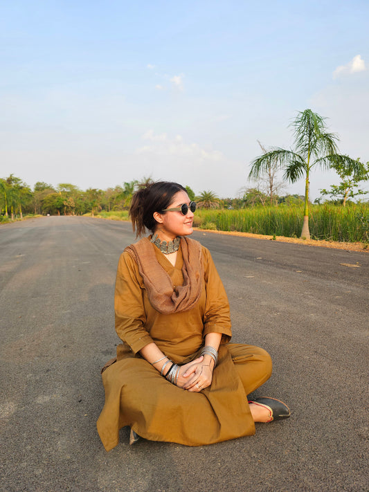 Jeenas  pure cotton solid suit set with Doria dupatta