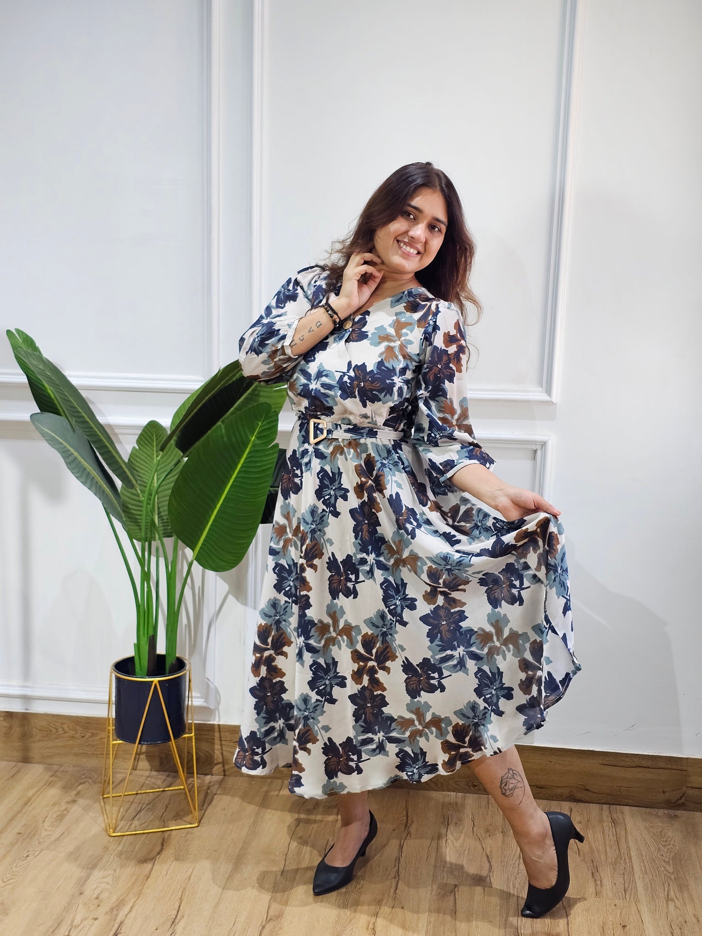 Jeenas floral beje tunic