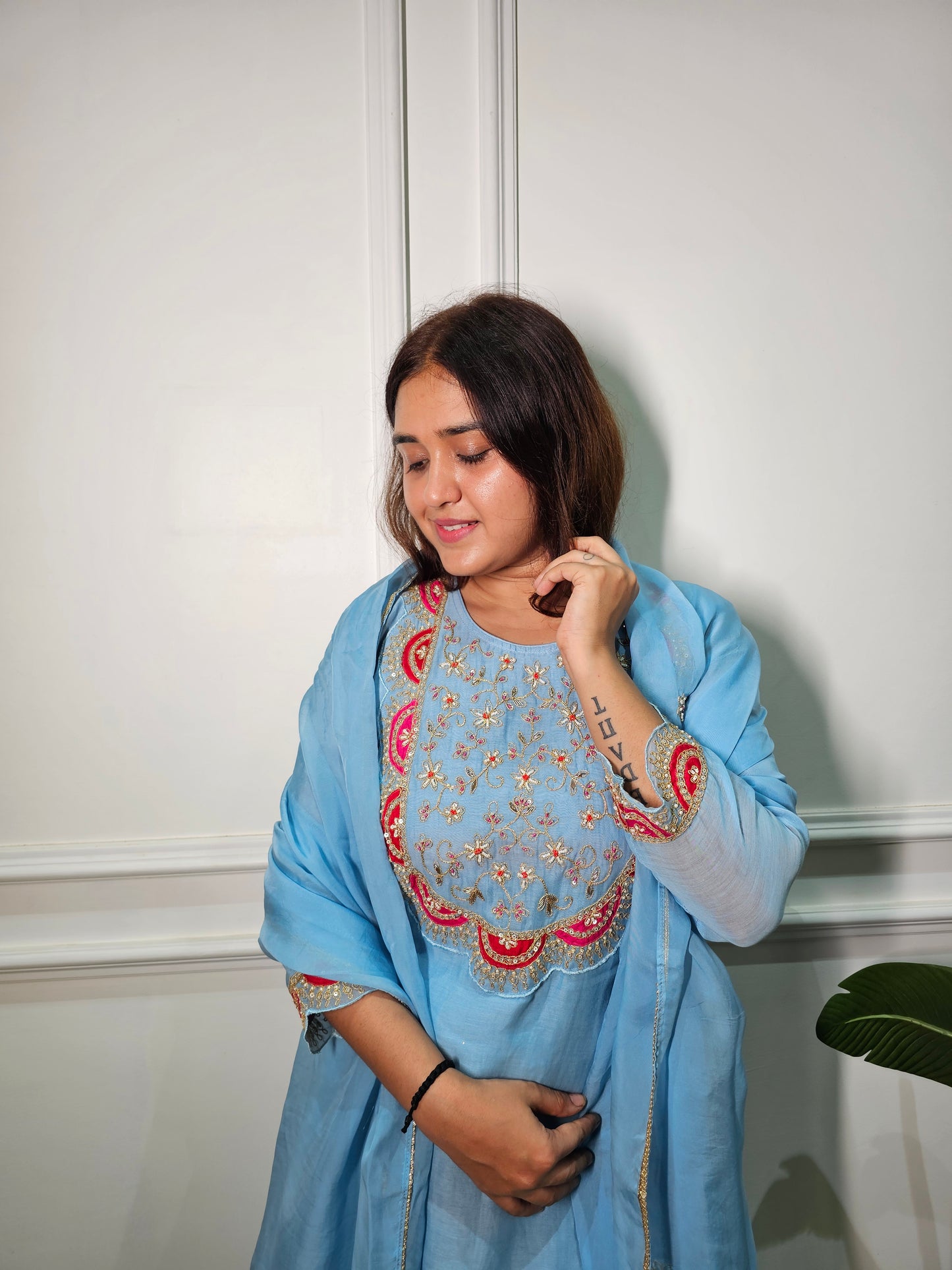 Jeenas pure mul chanderi zari suit set