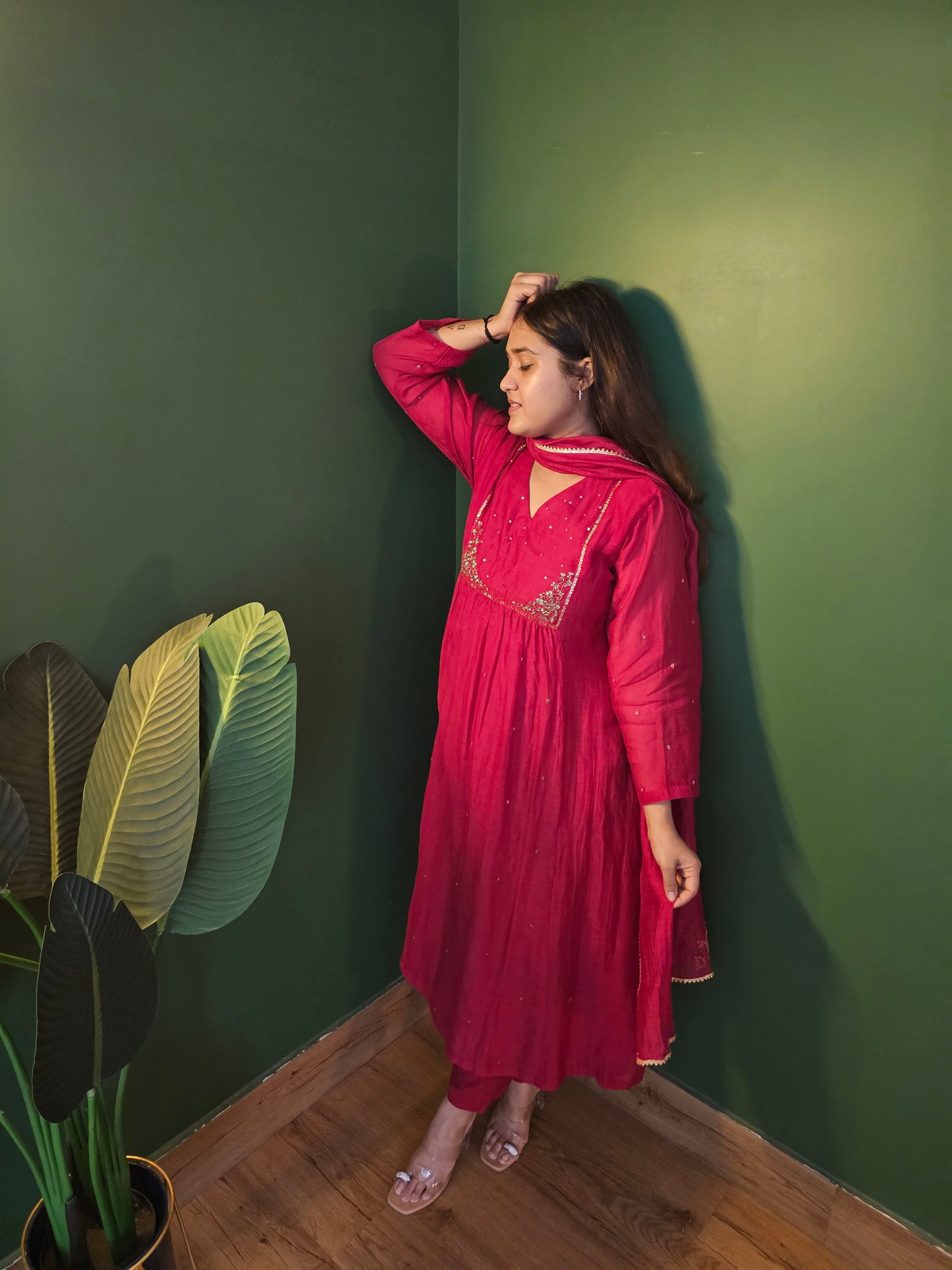 Jeenas pure mul chanderi suit set