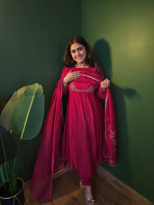Jeenas pure mul chanderi suit set