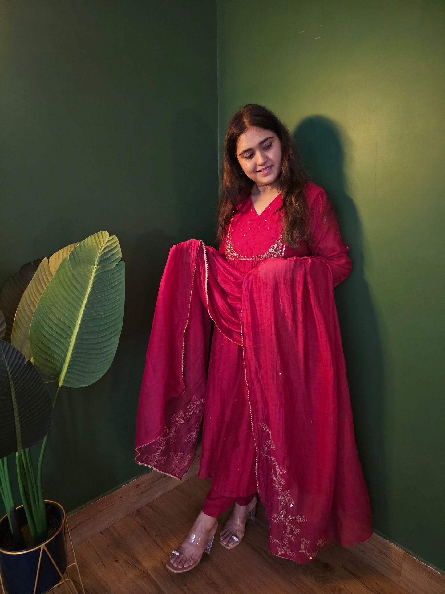 Jeenas pure mul chanderi suit set