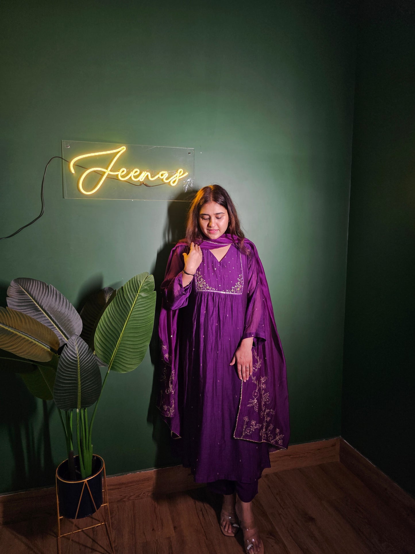 Jeenas pure mul chanderi suit set