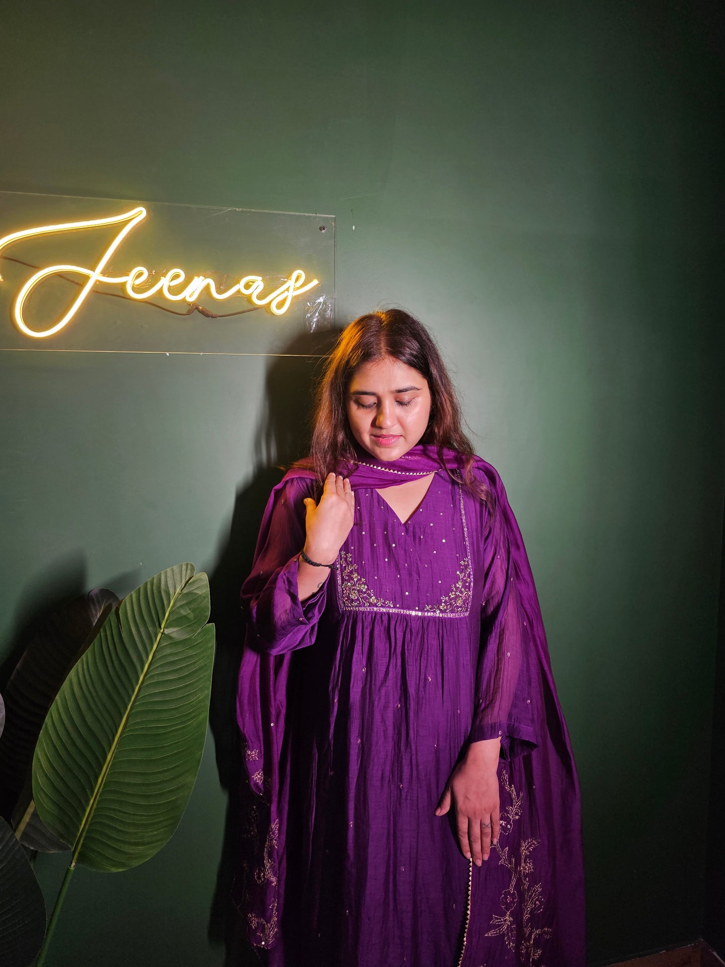 Jeenas pure mul chanderi suit set