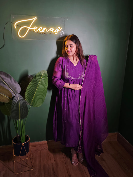 Jeenas pure mul chanderi suit set