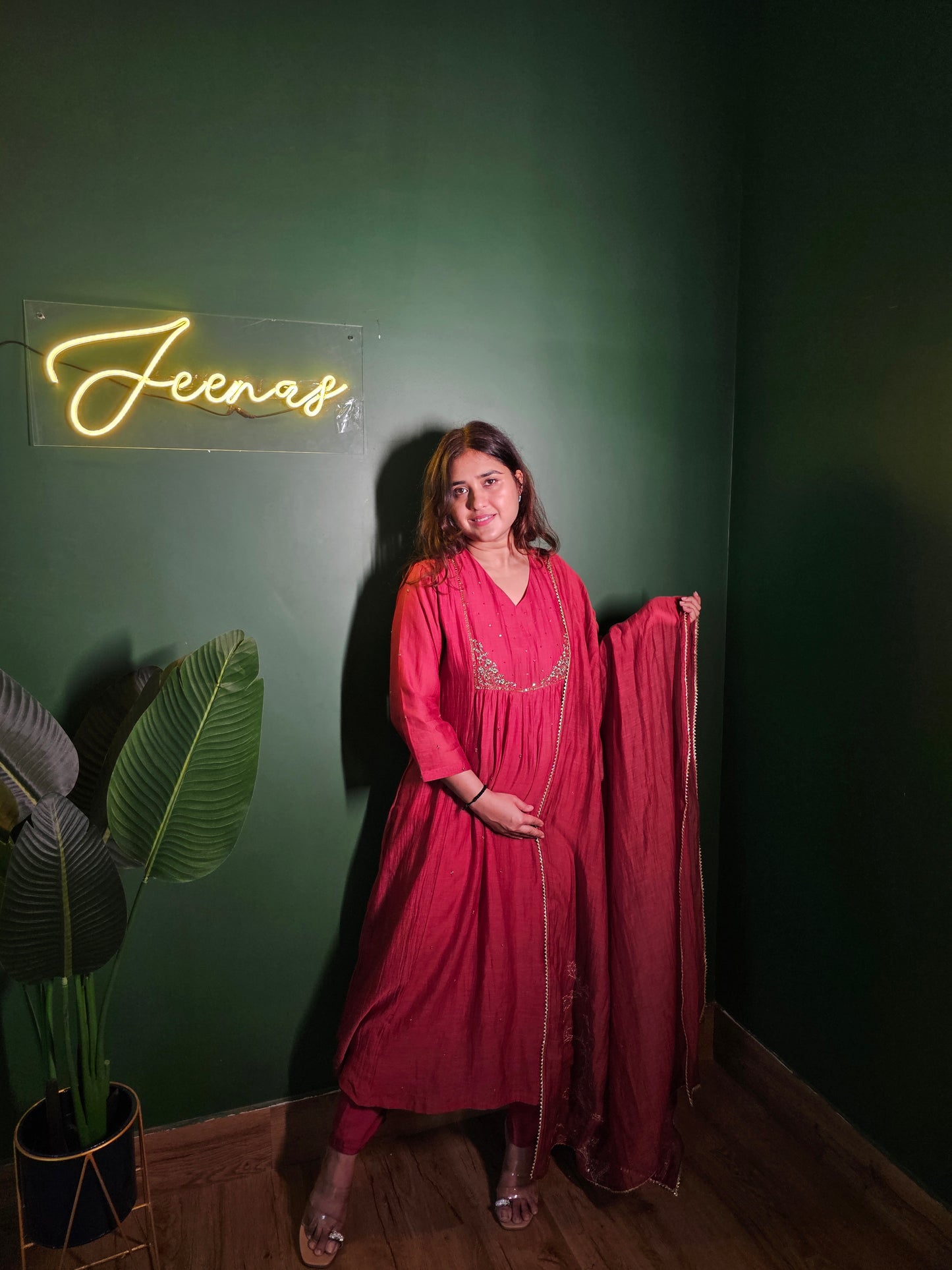 Jeenas pure mul chanderi suit set