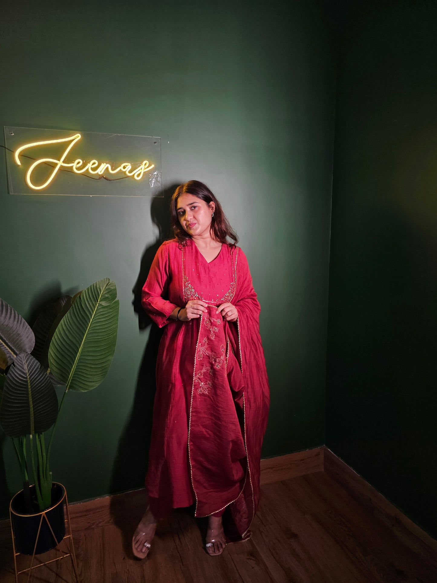 Jeenas pure mul chanderi suit set