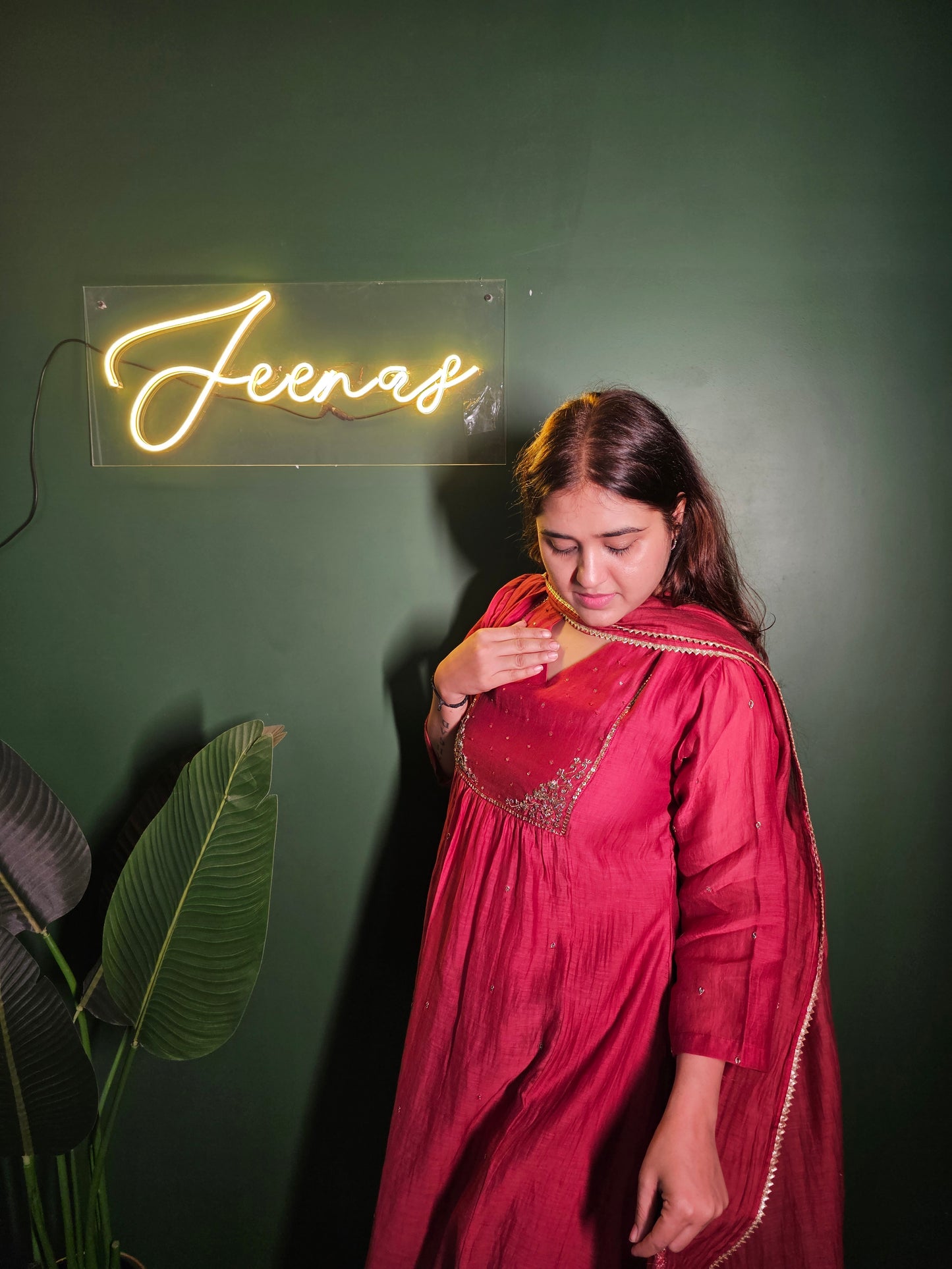 Jeenas pure mul chanderi suit set