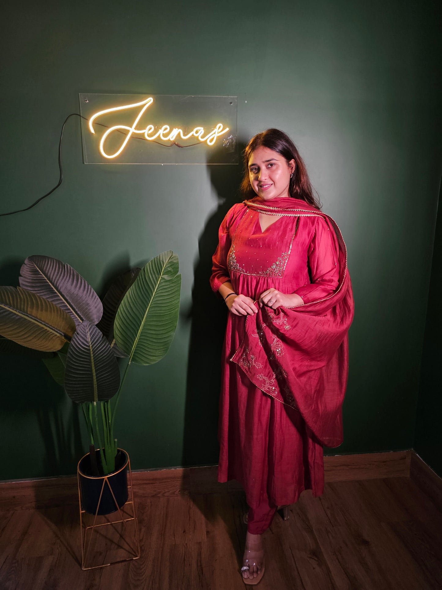 Jeenas pure mul chanderi suit set