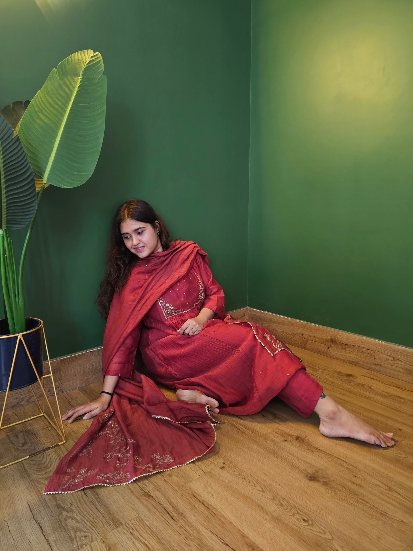 Jeenas pure mul chanderi suit set