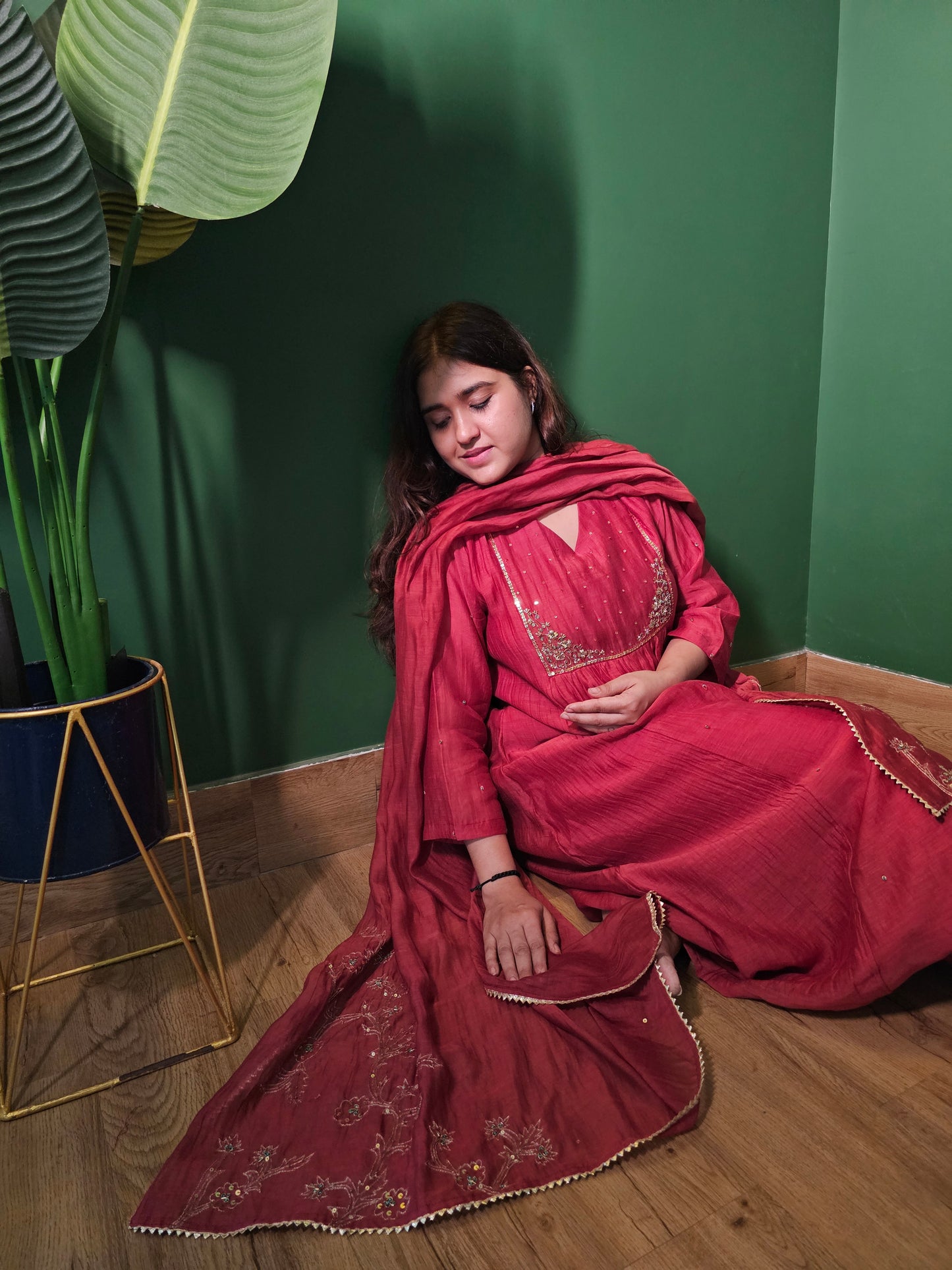 Jeenas pure mul chanderi suit set