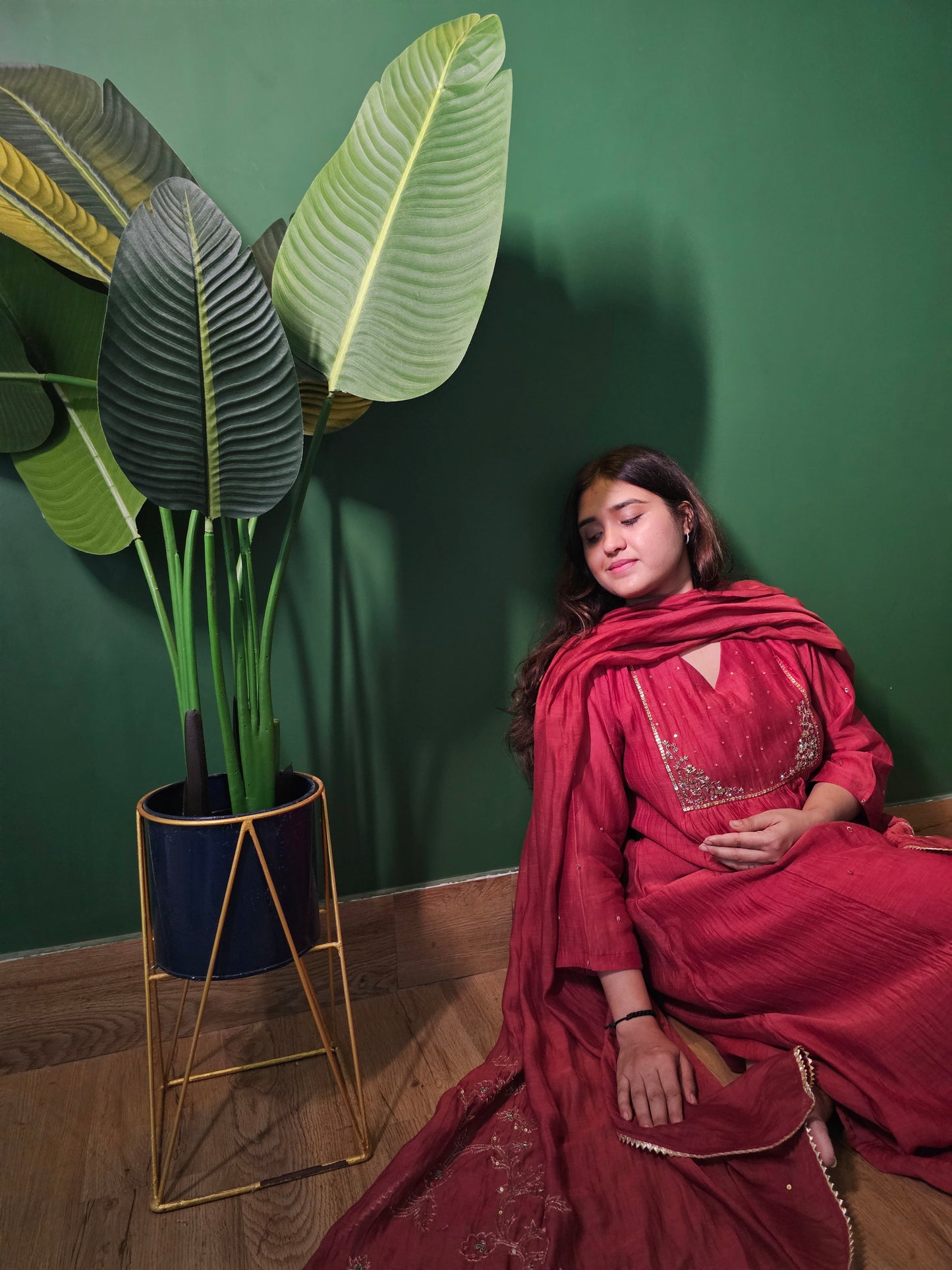 Jeenas pure mul chanderi suit set