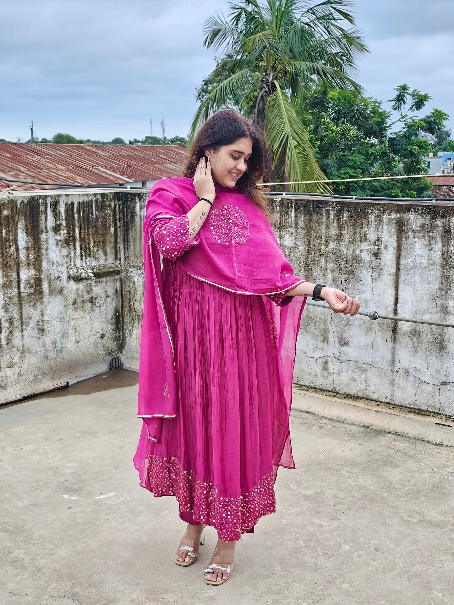 Jeenas pure mul chanderi sequin set