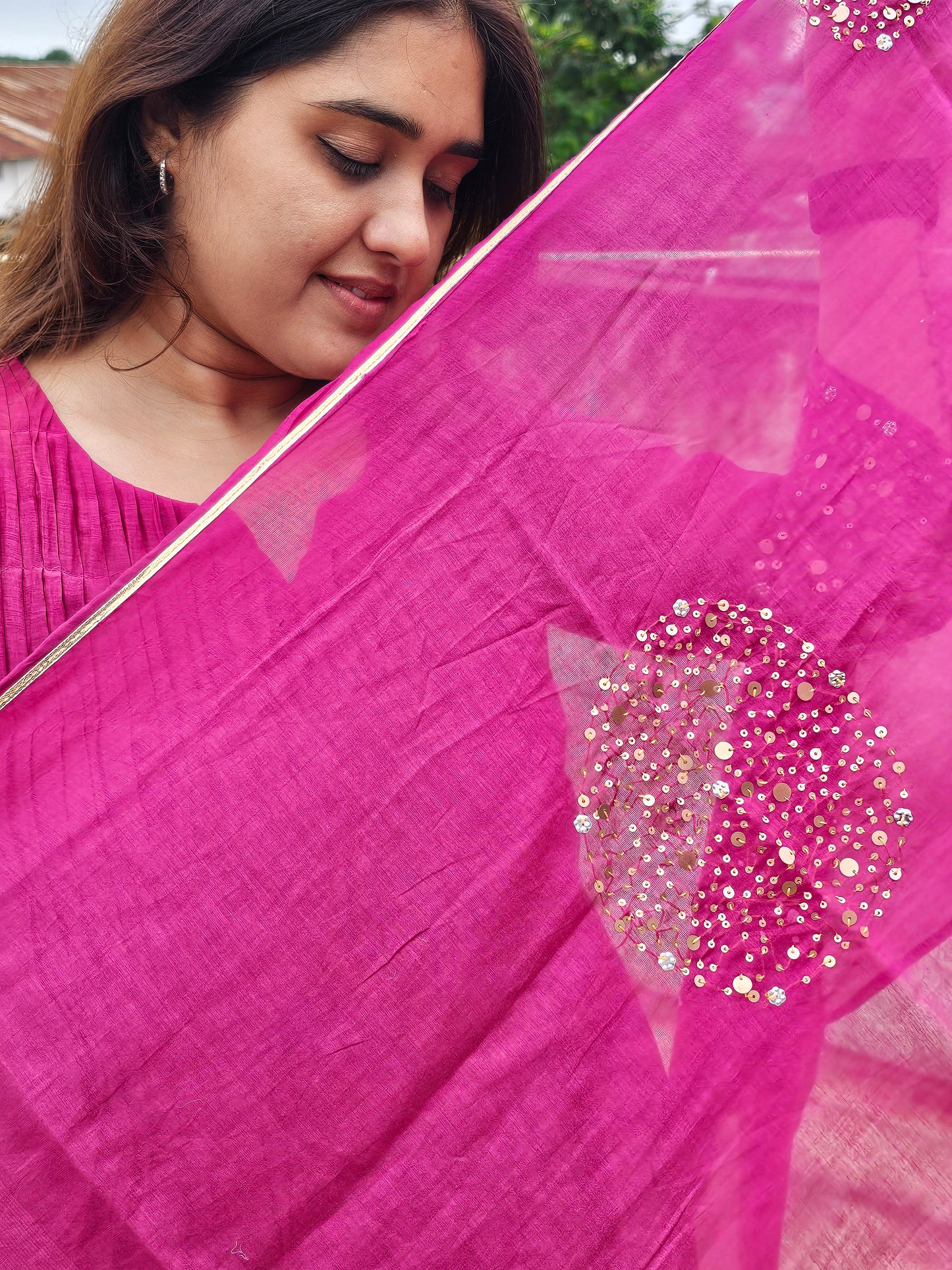 Jeenas pure mul chanderi sequin set