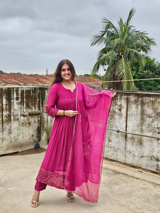 Jeenas pure mul chanderi sequin set