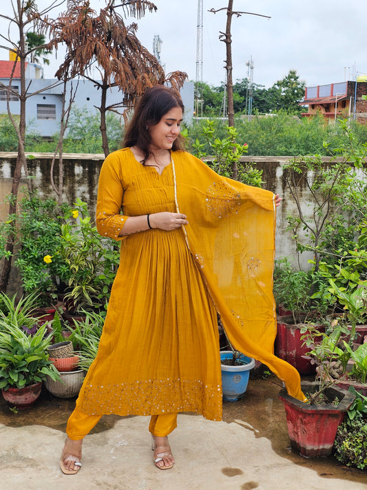 Jeenas pure mul chanderi sequin set