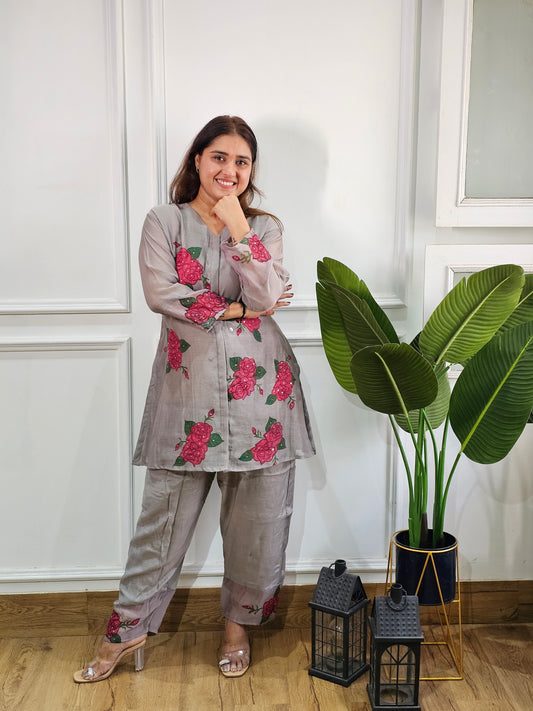 Jeenas pure mul chanderi Cord set