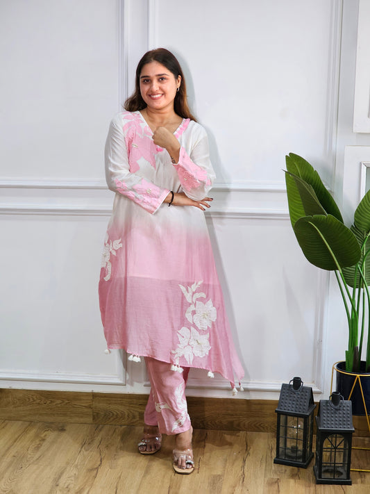 Jeenas pure mul chanderi Kurta set