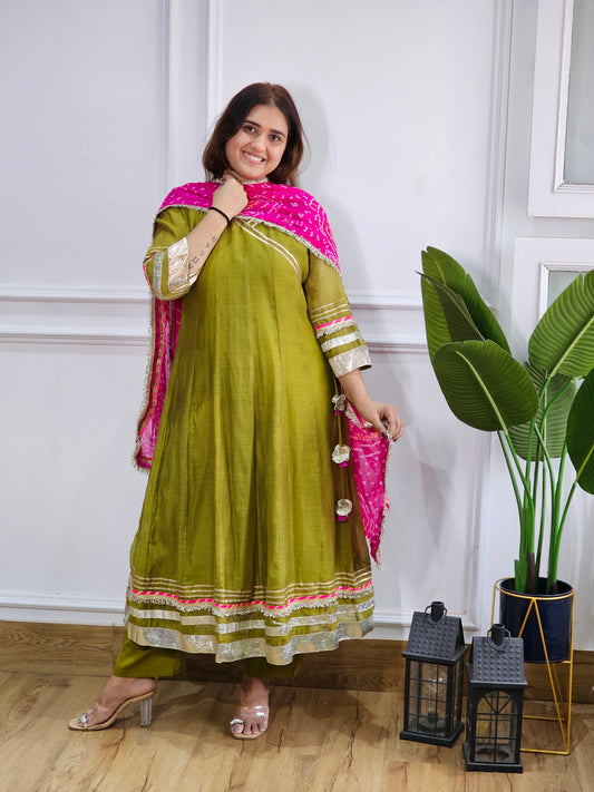 Jeenas pure mul chanderi suit set