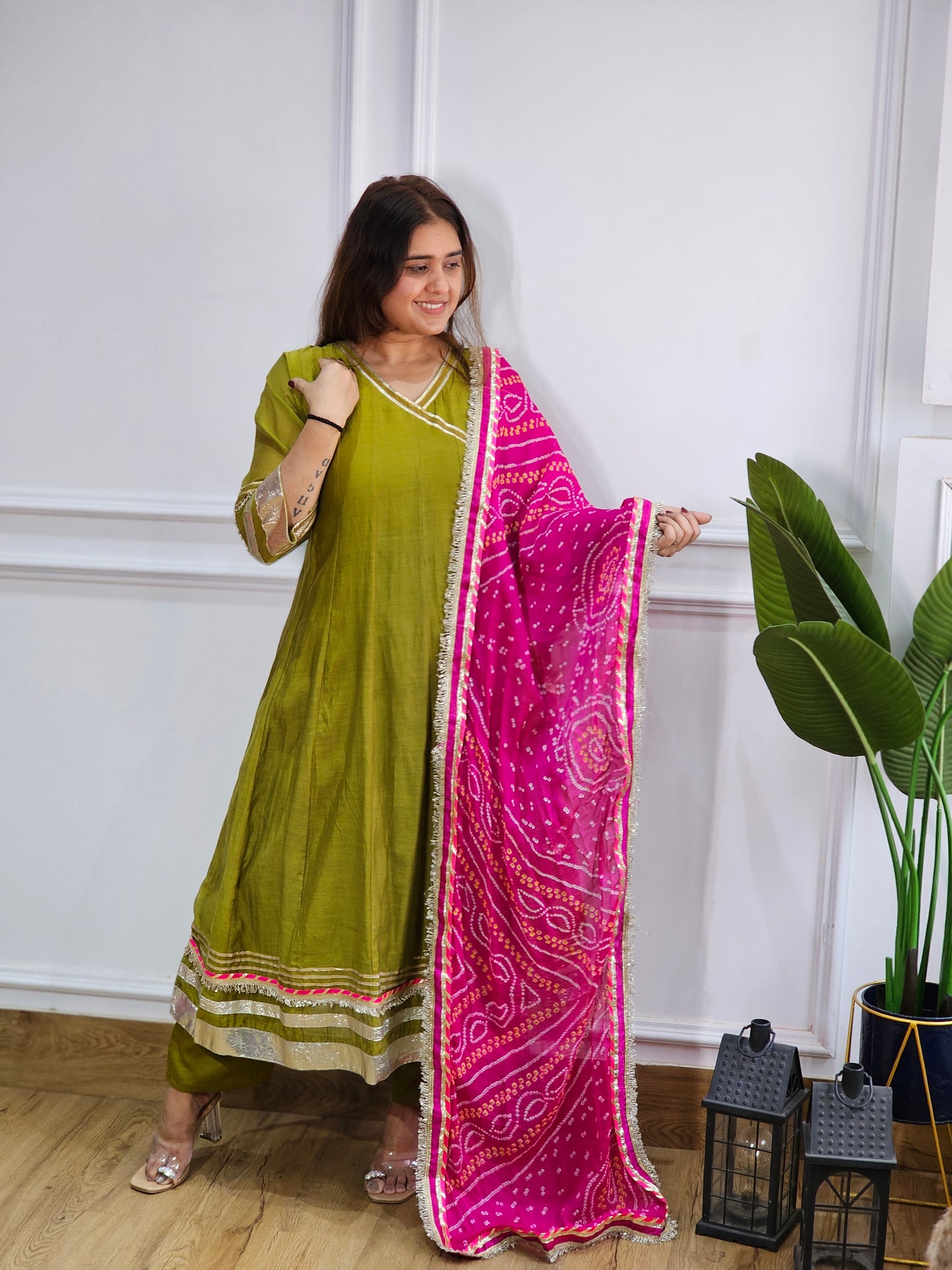Jeenas pure mul chanderi suit set